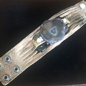 Distressed leather bracelet